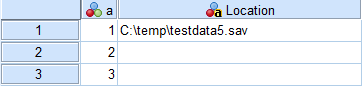 Data Editor fragment with variable Location containing file path